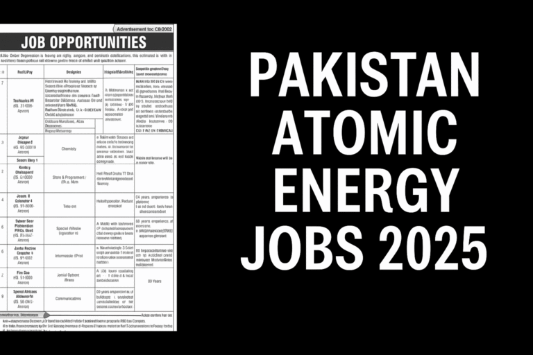Pakistan Atomic Energy Jobs 2025