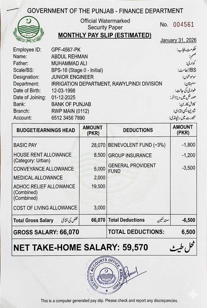 Deputy Accountant (BS-16) Salary in Pakistan Per Month
