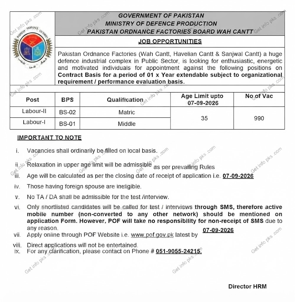 POF Labour-I (BS-01) and Labour-II (BS-02) Salary Structure and Career Guide